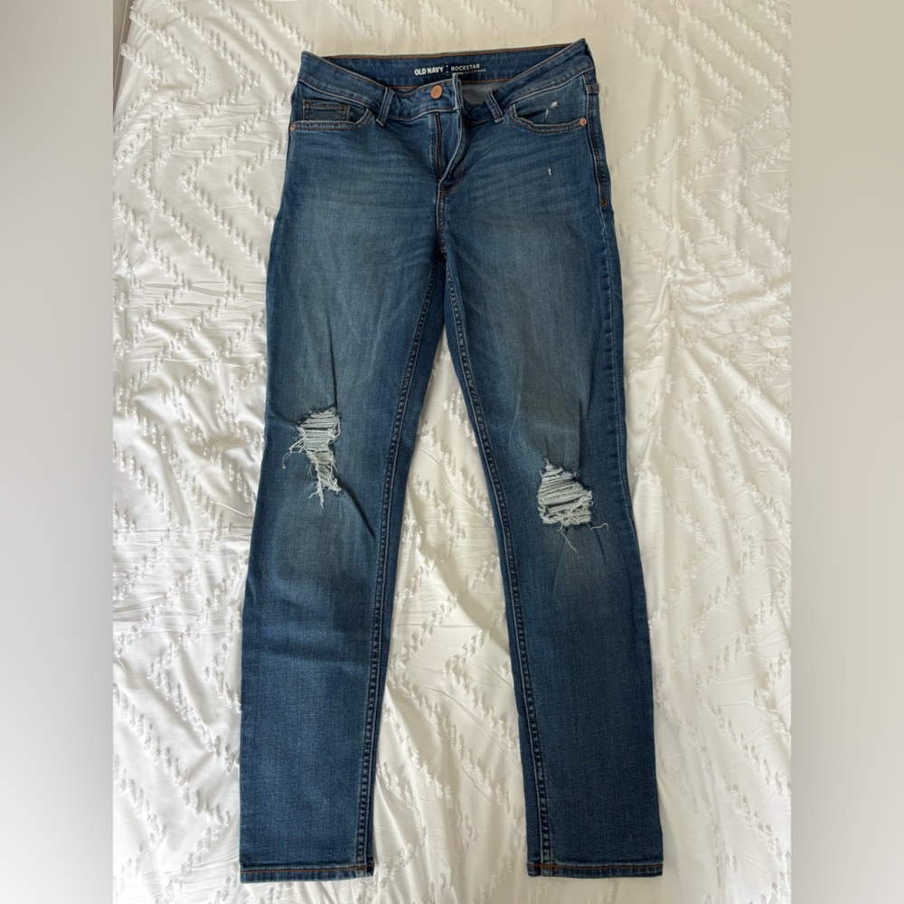 Old Navy Women's Ripped Skinny Jeans - Blue